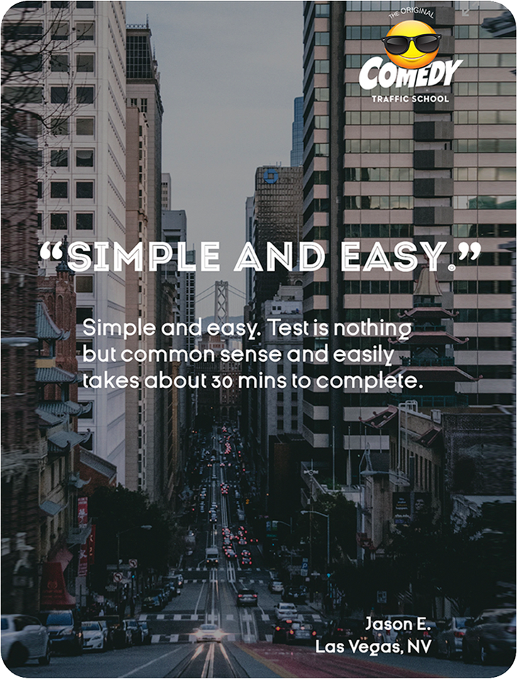 positive customer review and city road with high rise buildings