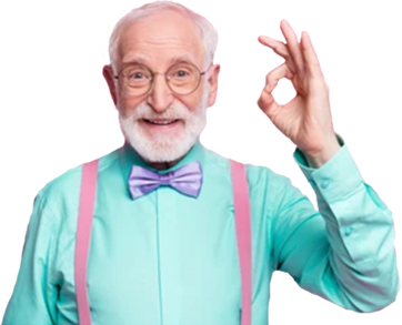 old man in with suspenders and bow tie ok with the price of the traffic school course