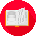 Cartoon book in red circle