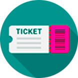 cartoon ticket in green circle
