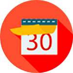 cartoon calendar in a red circle