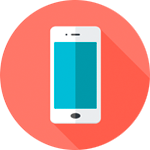 cartoon mobile phone in a red circle