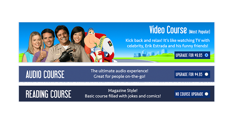 Smiling characters from video course just like watching TV Audio Course and Reading Course