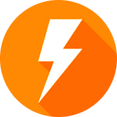 white lightening bolt in orange circle