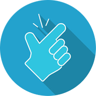 fingers snapping in blue circle